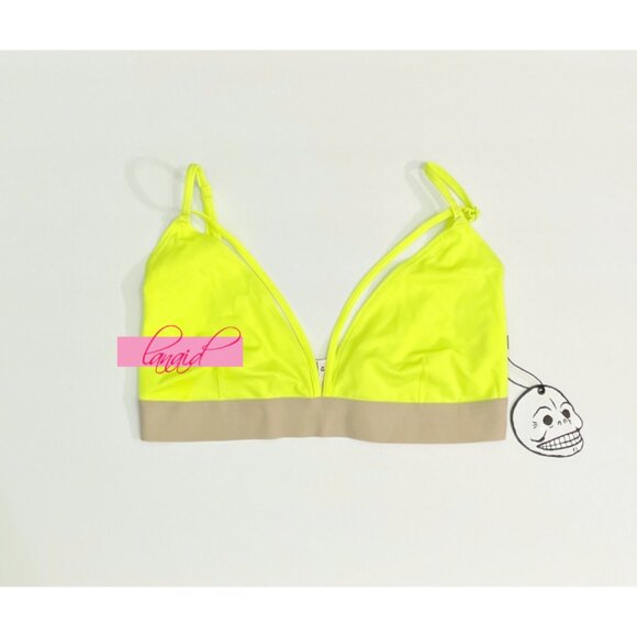 Cheap Monday X Strap Top Yellow Neon Bright Strappy Edgy Cutouts Bikini Bralette - Picture 4 of 9